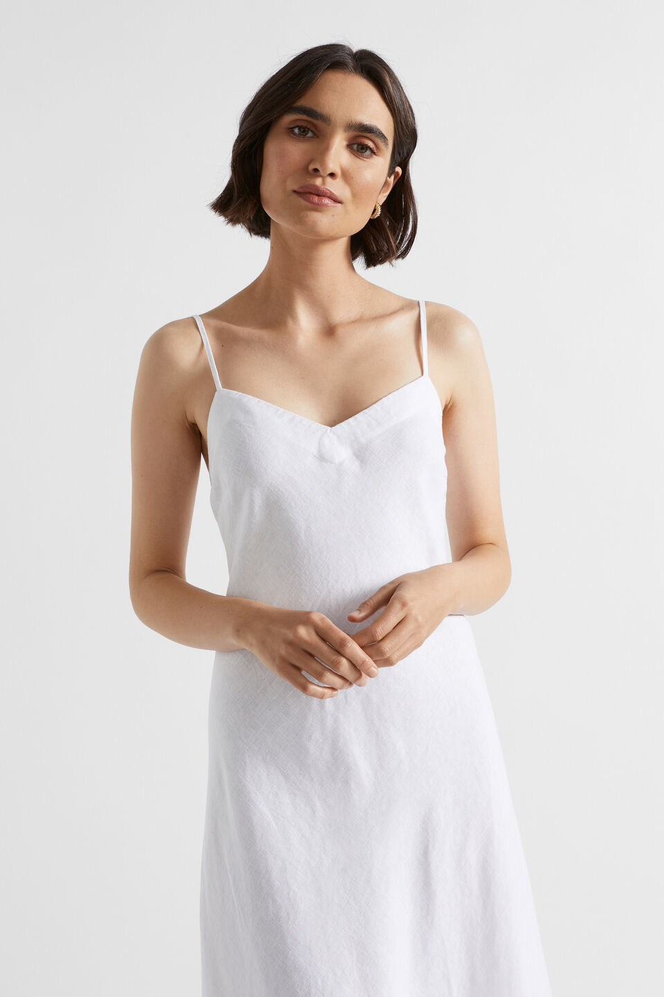 Core Linen Slip Maxi Dress  Whisper White