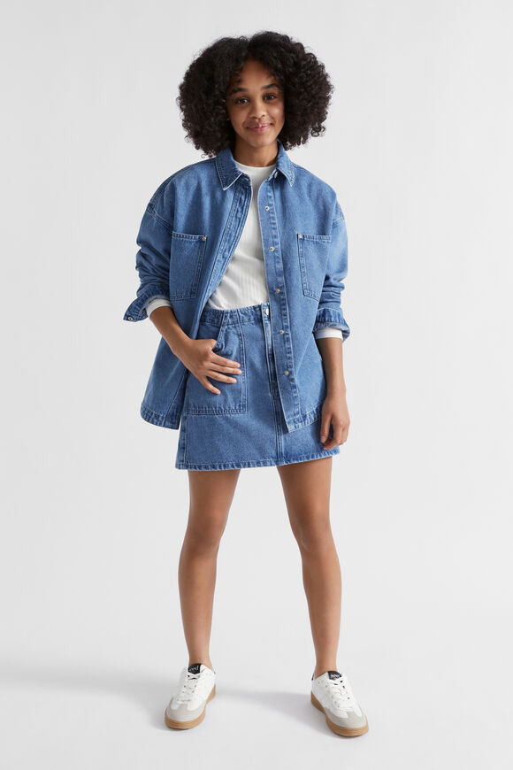 Patch Pocket Denim Skirt  Mid Blue  hi-res