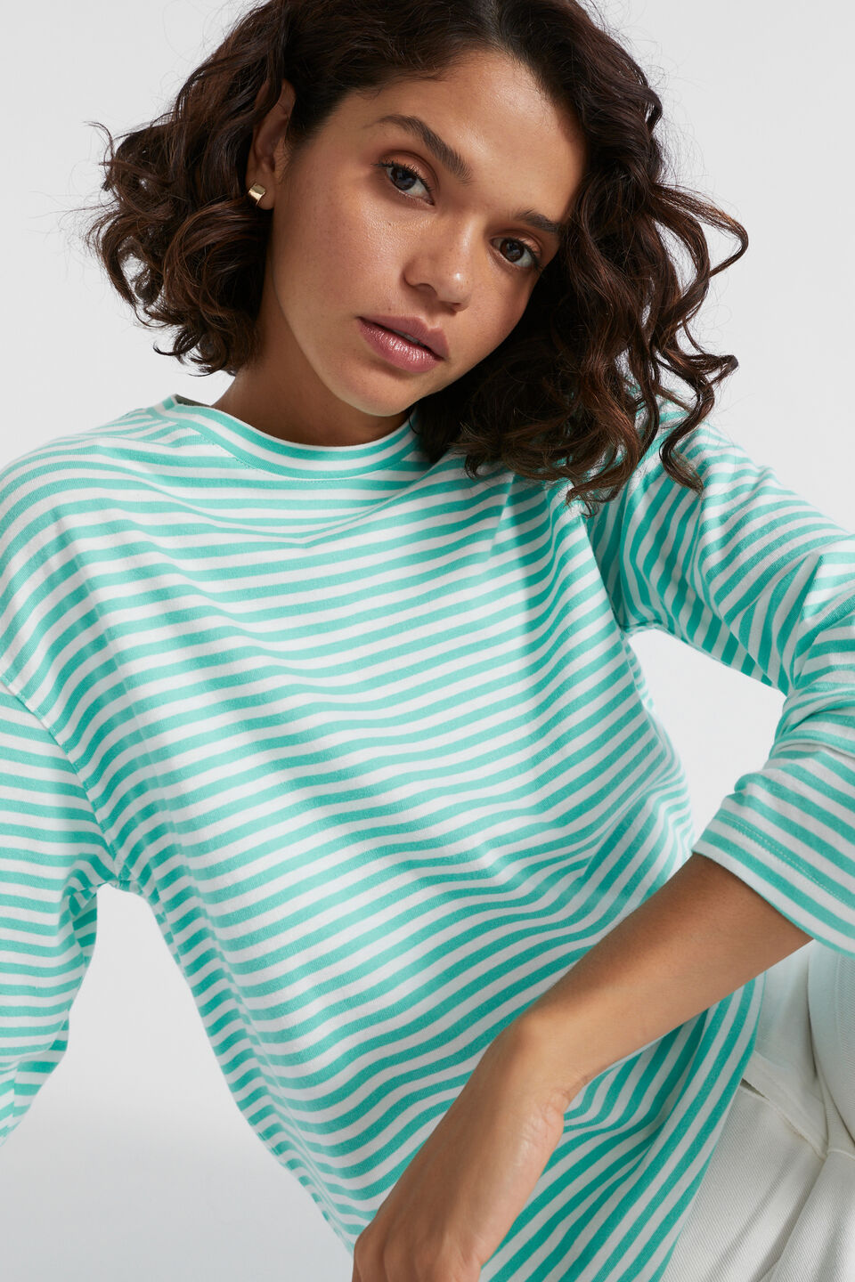 Long Sleeve Stripe Top  Opal Stripe