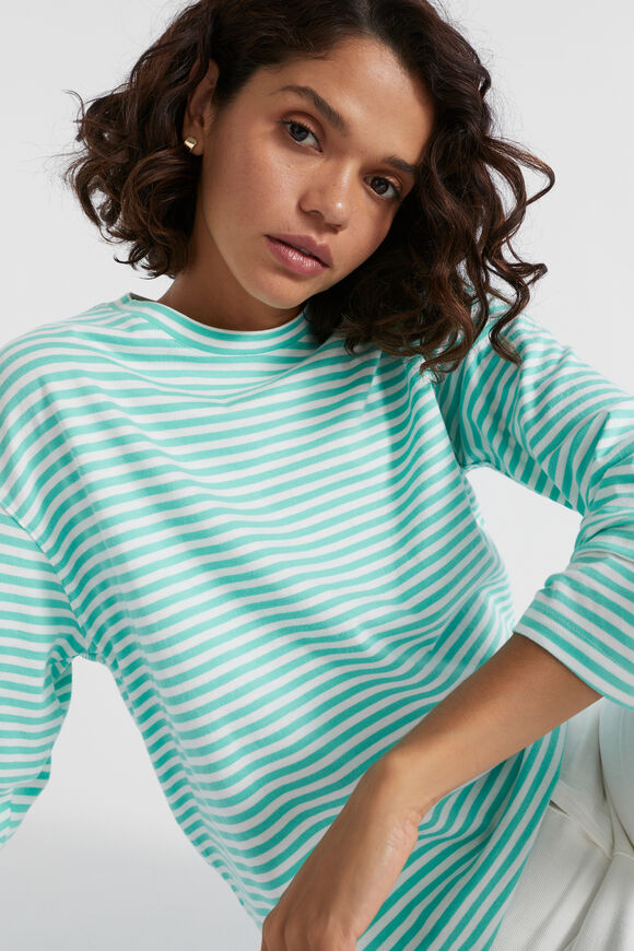 Long Sleeve Stripe Top  Opal Stripe  hi-res
