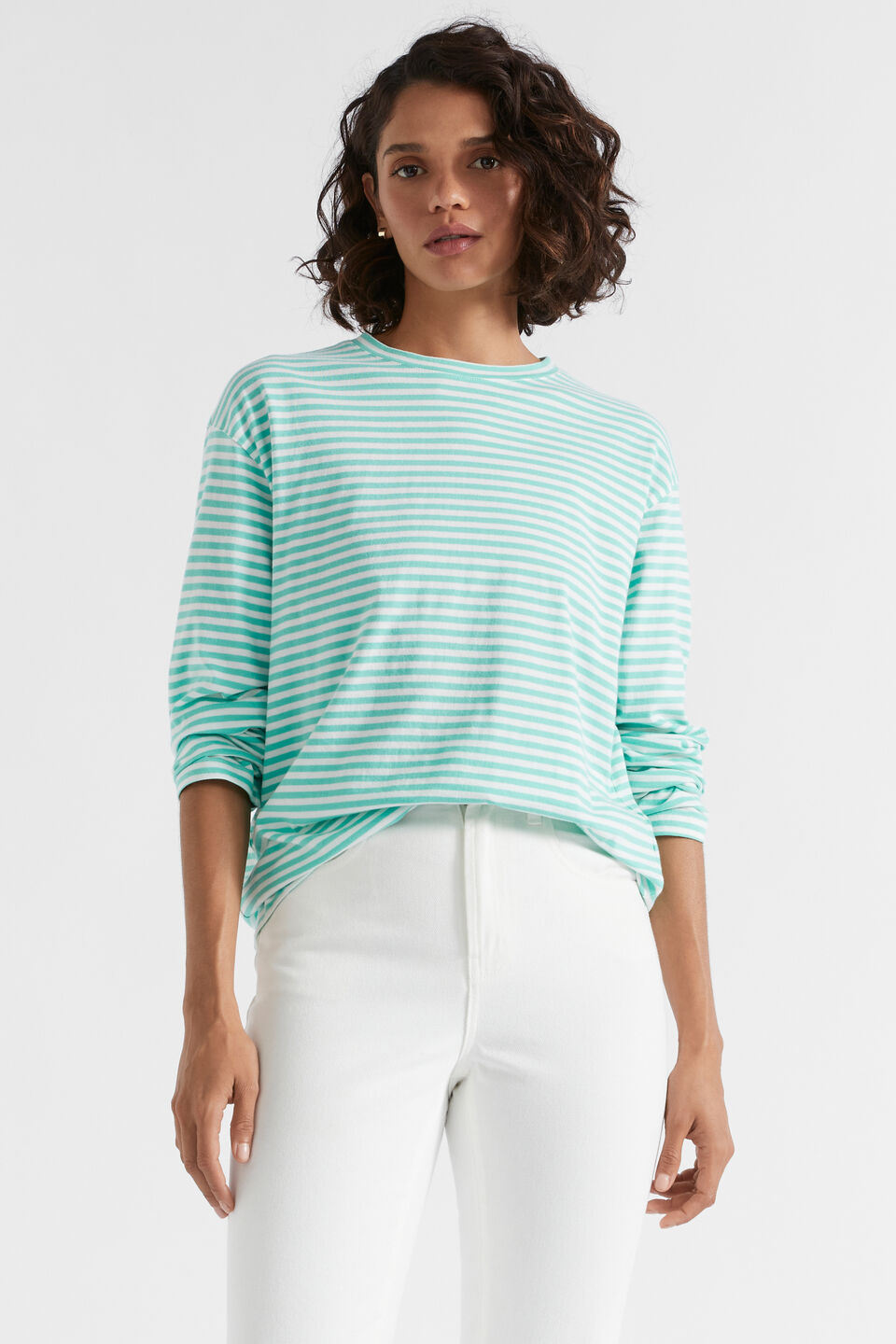 Long Sleeve Stripe Top  Opal Stripe