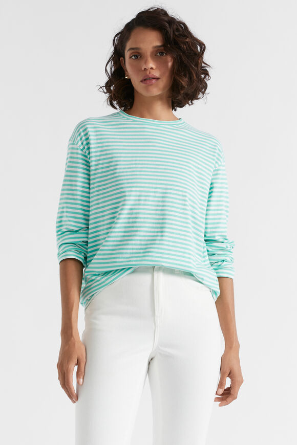 Long Sleeve Stripe Top  Opal Stripe  hi-res