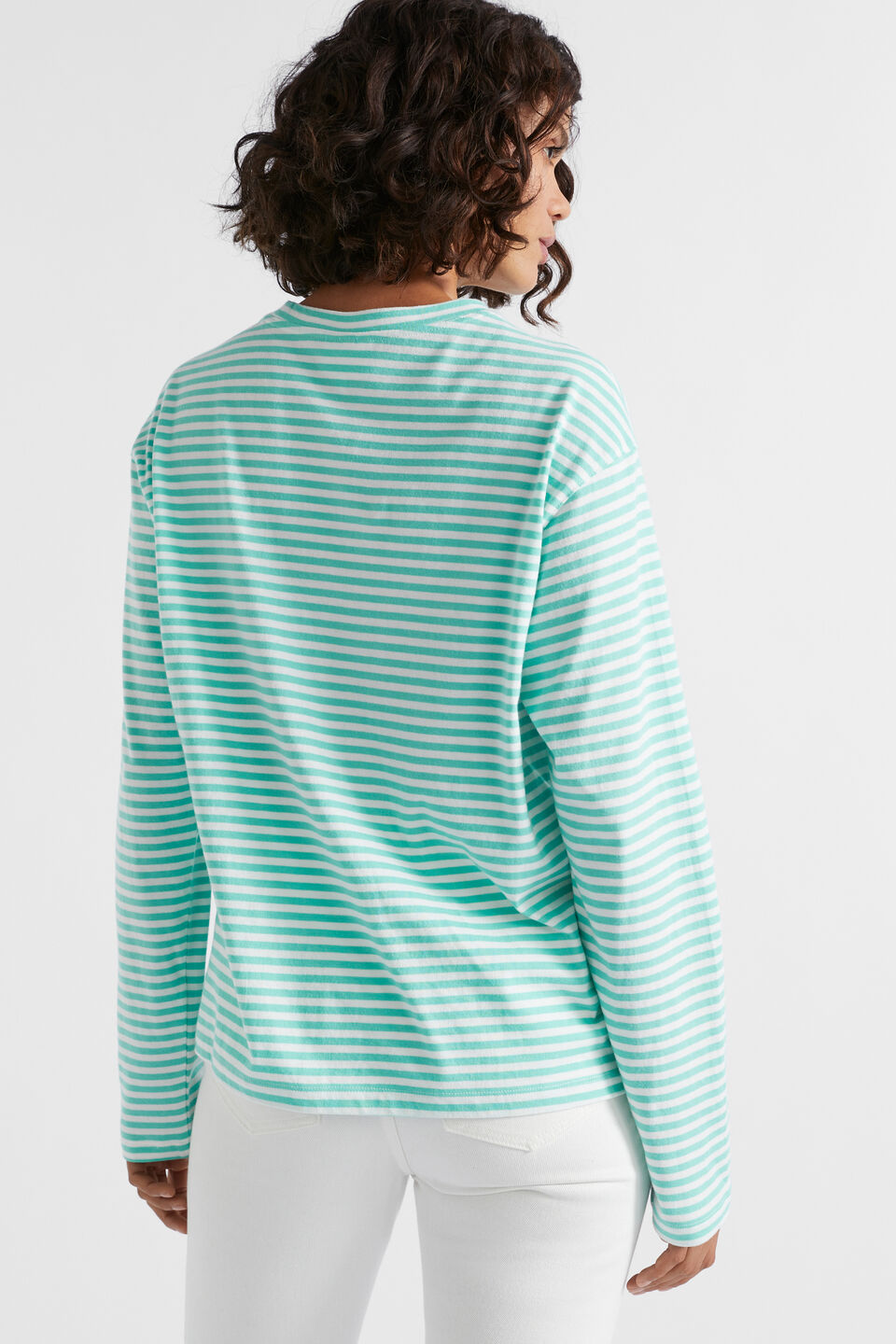 Long Sleeve Stripe Top  Opal Stripe