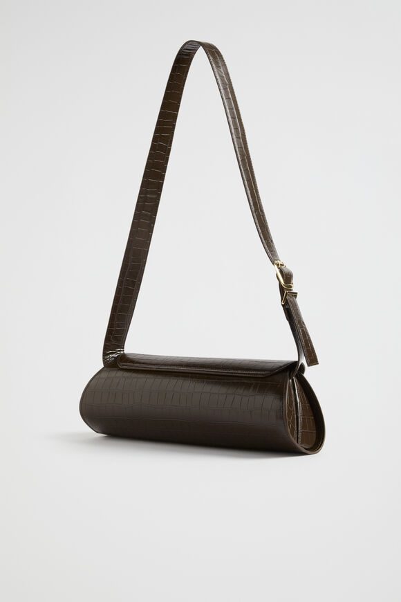 Structured Shoulder Bag  Chocolate Croc  hi-res