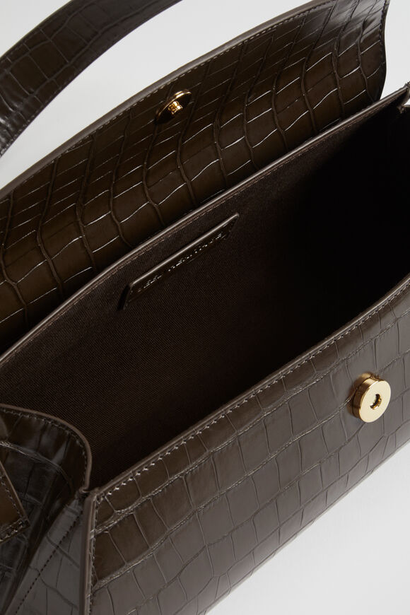 Structured Shoulder Bag  Chocolate Croc  hi-res