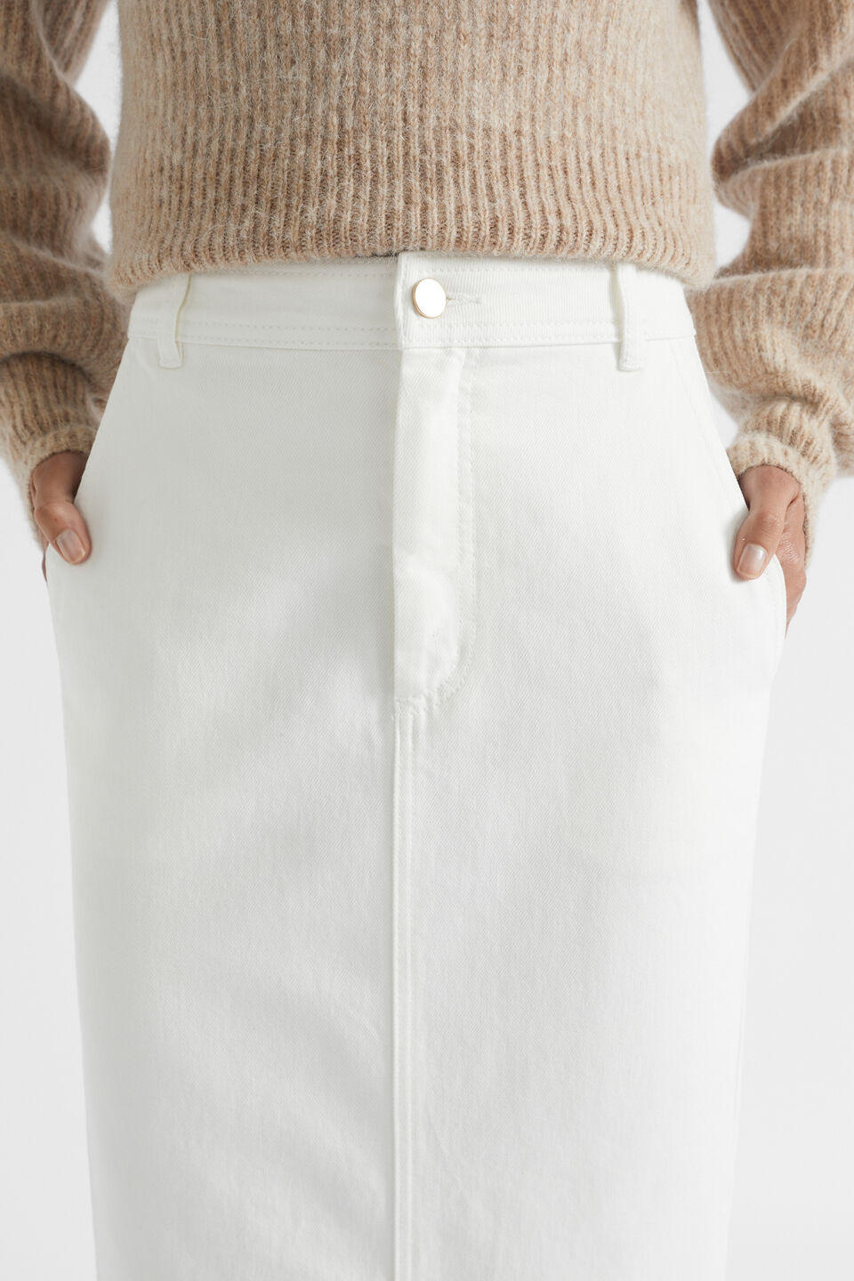 Denim Maxi Skirt  Cloud Cream
