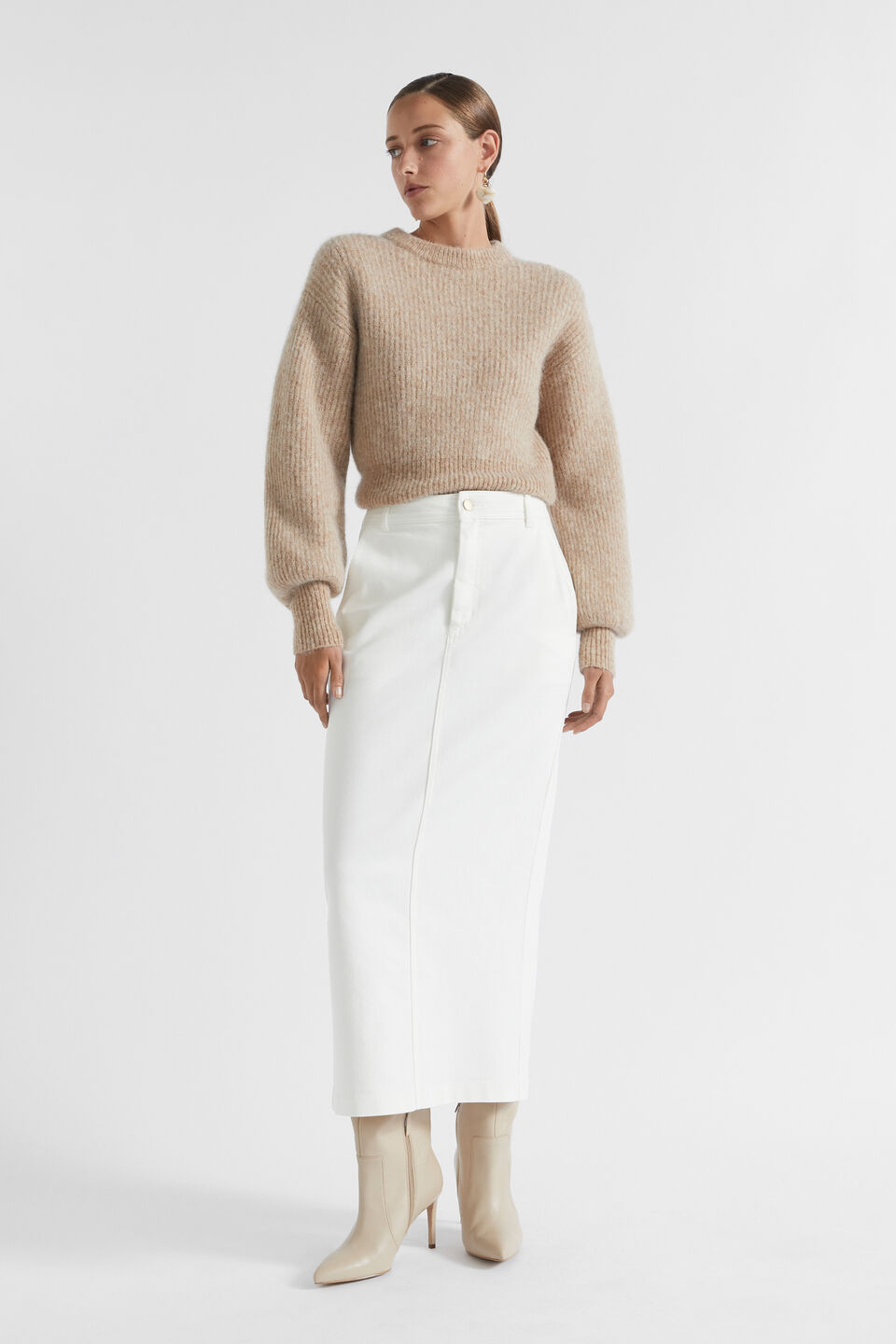 Denim Maxi Skirt  Cloud Cream