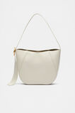 Leather Buckle Trim Shoulder Bag  Cream  hi-res