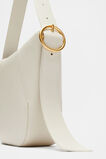 Leather Buckle Trim Shoulder Bag  Cream  hi-res
