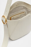 Leather Buckle Trim Shoulder Bag  Cream  hi-res