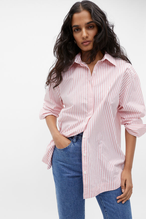 Stripe Poplin Shirt  Flame Red Stripe  hi-res