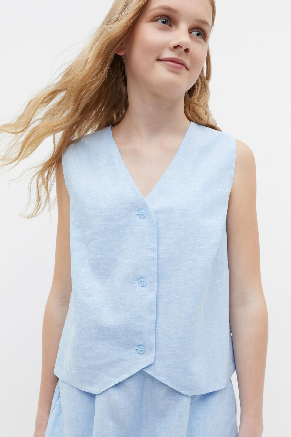 Crossdye Vest  Sky Blue