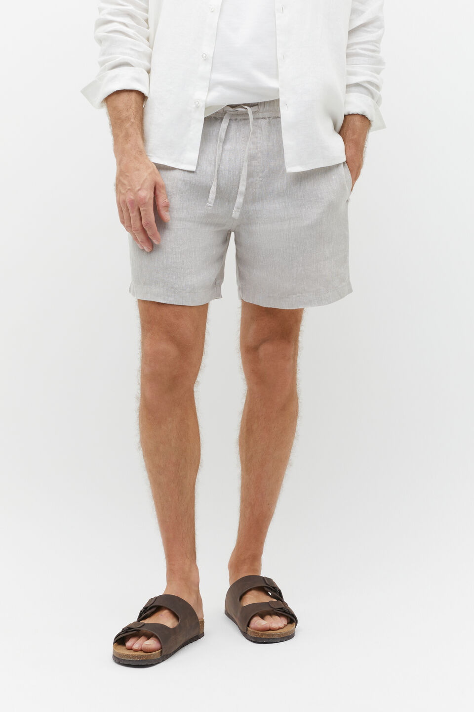 Linen Short  Chalk Crossdye