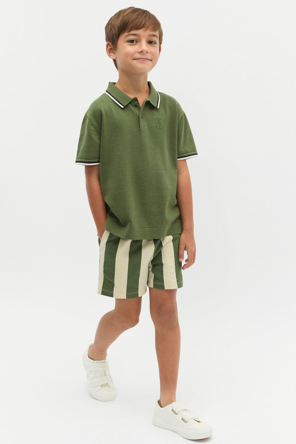 Knit Logo Polo  Dark Sage