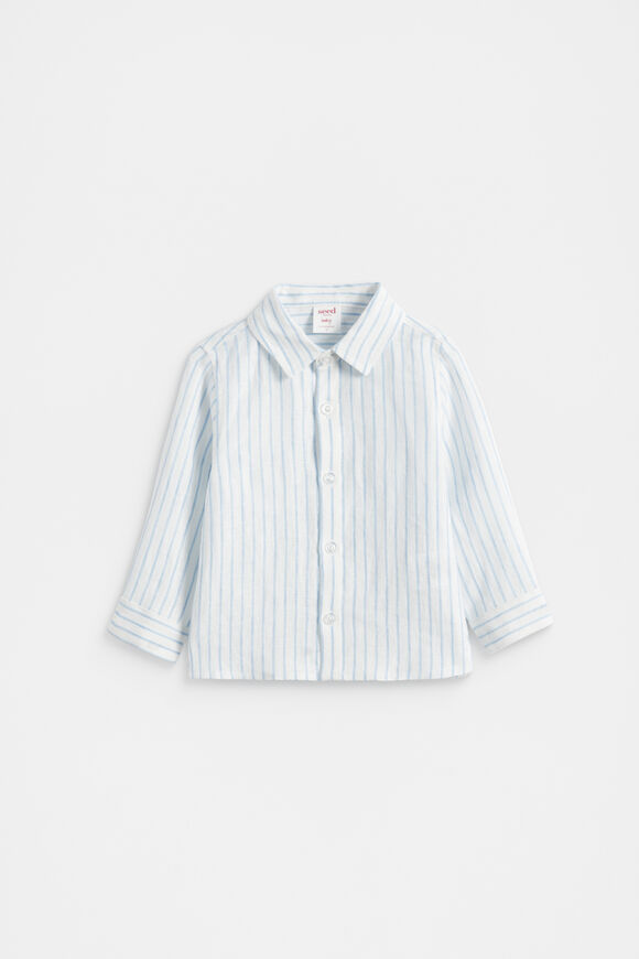 Stripe Linen Shirt  Dove Blue  hi-res