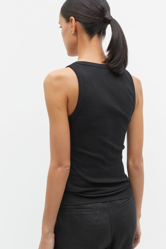 Australian Cotton Rib Tank  Black  hi-res