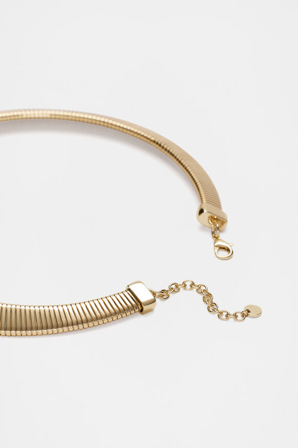 Ribbed Chain Necklace  Gold  hi-res