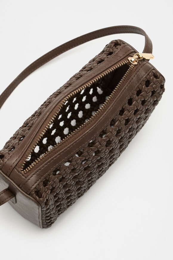 Leather Woven Shoulder Bag  Affogato  hi-res