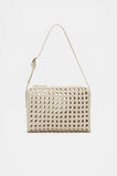Leather Woven Shoulder Bag  Cream  hi-res