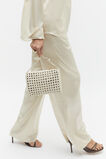 Leather Woven Shoulder Bag  Cream  hi-res