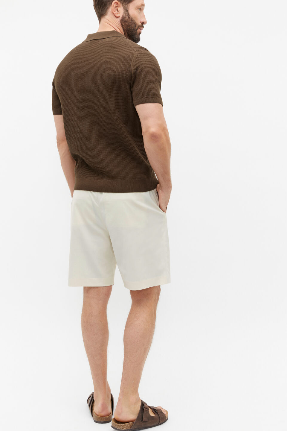 Button Down Open Knit  Dark Praline