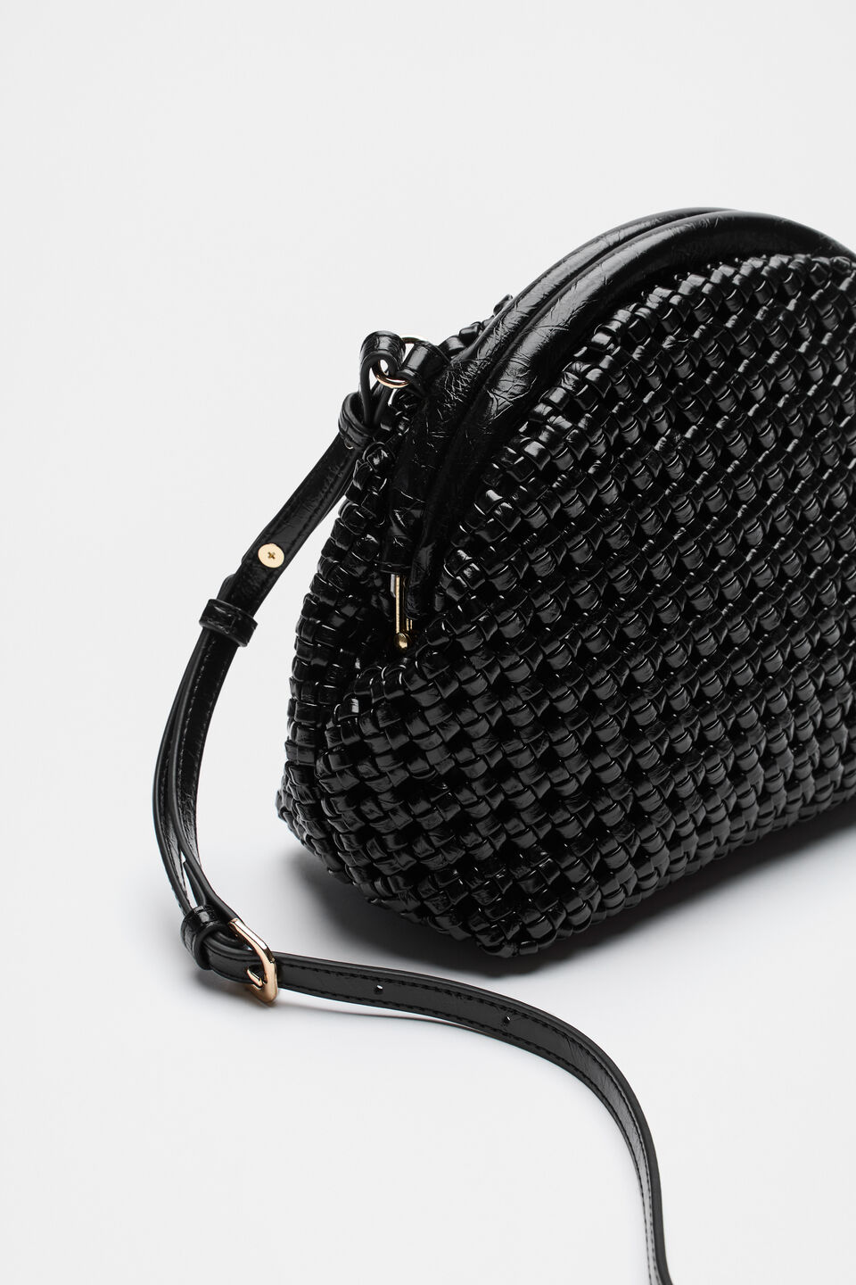 Framed Woven Pouch  Black