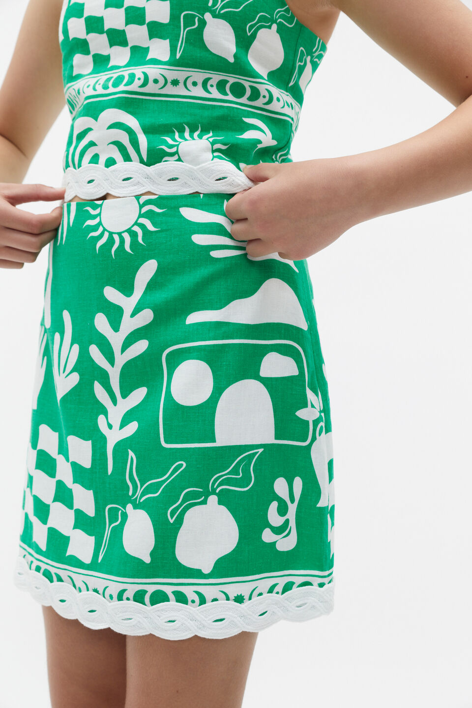 Palm Skirt  Jade Green