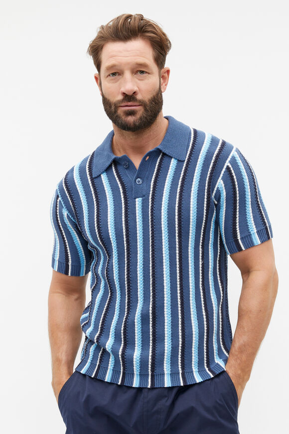 Relaxed Knit Polo  Dusk Blue Multi  hi-res
