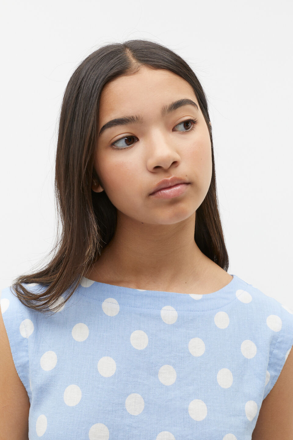 Spot Shell Top  Sky Blue