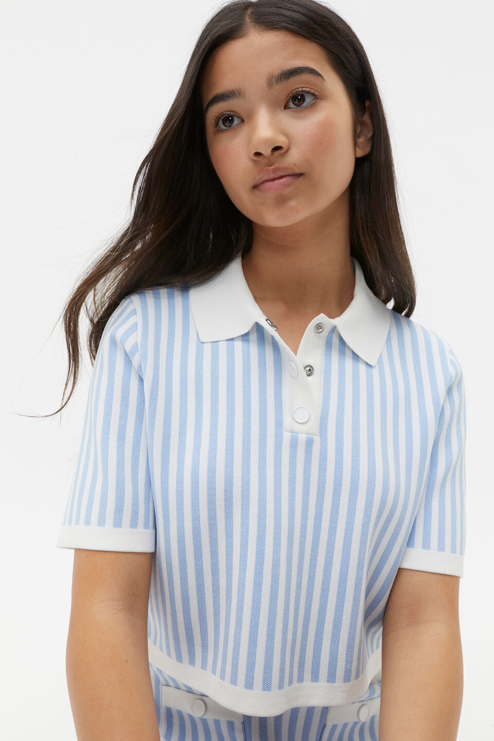 Stripe Knit Top  Sky Blue