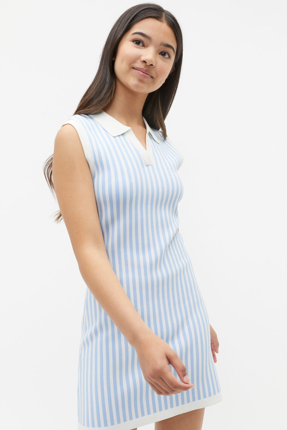 Stripe Knit Dress  Sky Blue