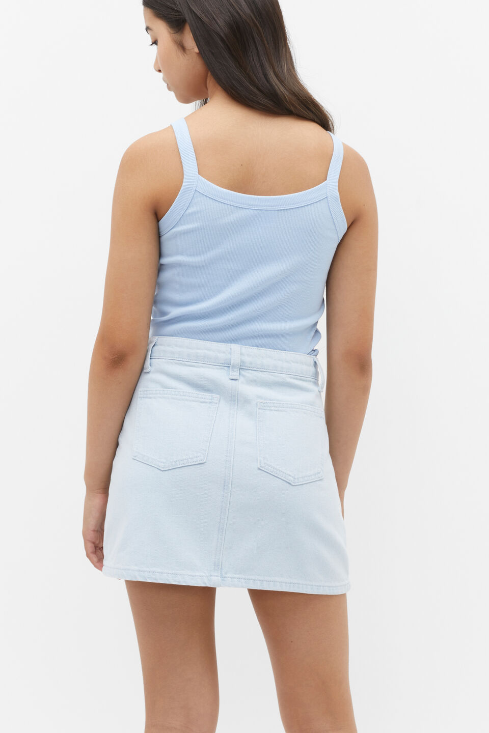 Denim Button Skirt  Glacier Denim