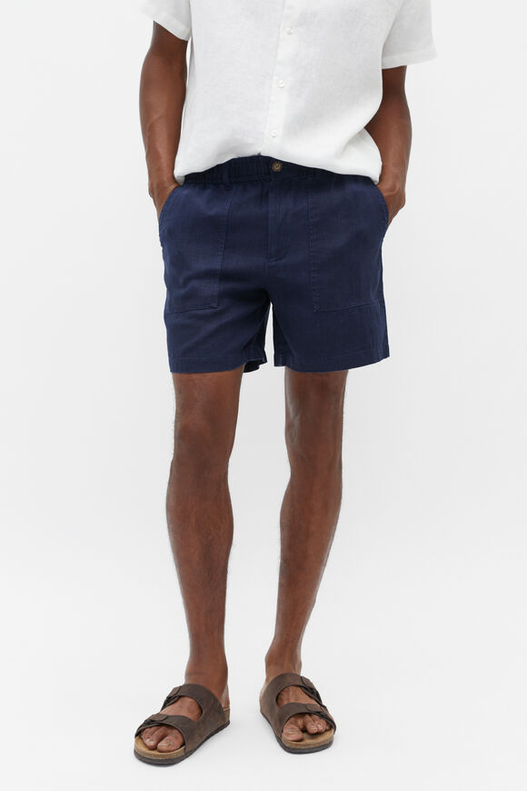 Linen Utility Short  Midnight Blue  hi-res