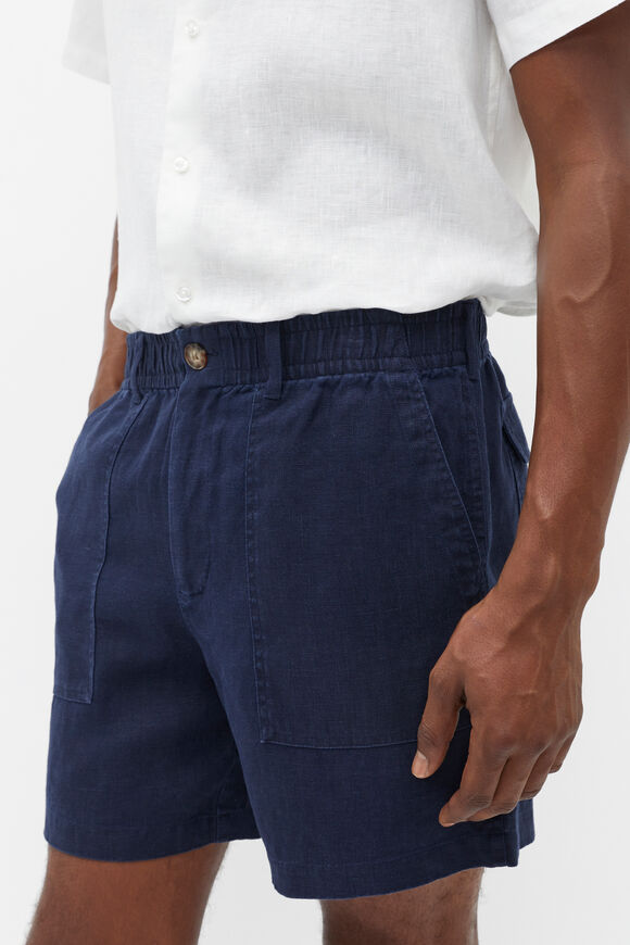 Linen Utility Short  Midnight Blue  hi-res