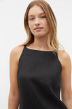 Linen Boat Neck Mini Dress  Black  hi-res