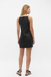 Linen Boat Neck Mini Dress  Black  hi-res