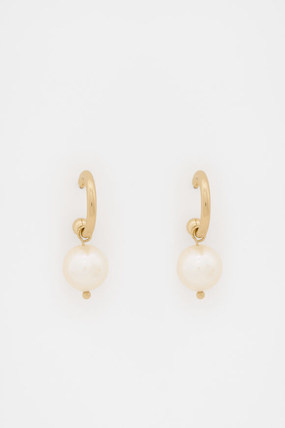 Pearl Hoop Earring  Gold  hi-res