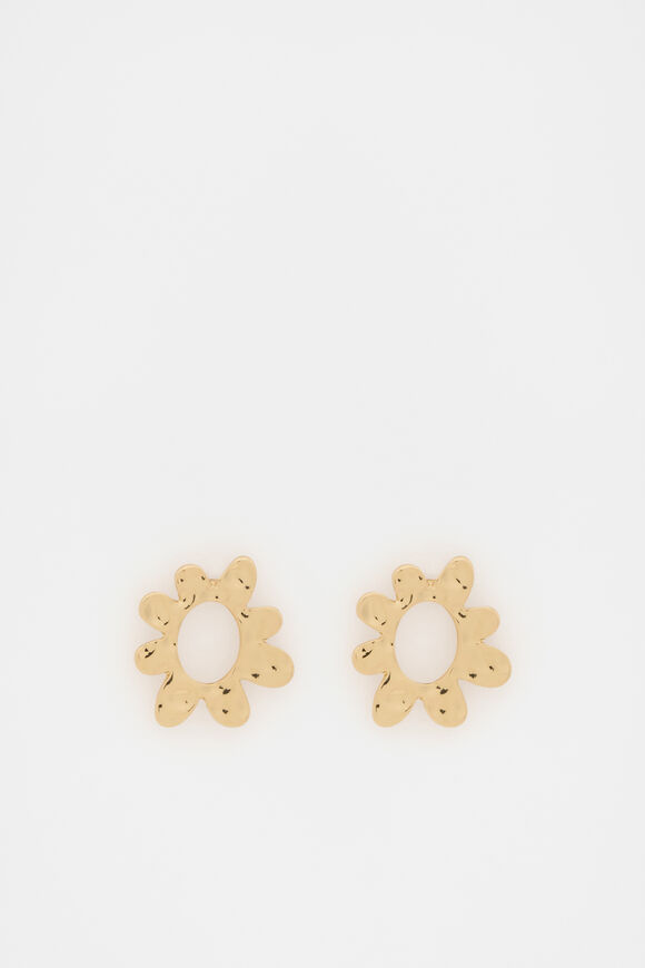 Textured Flower Stud  Gold  hi-res