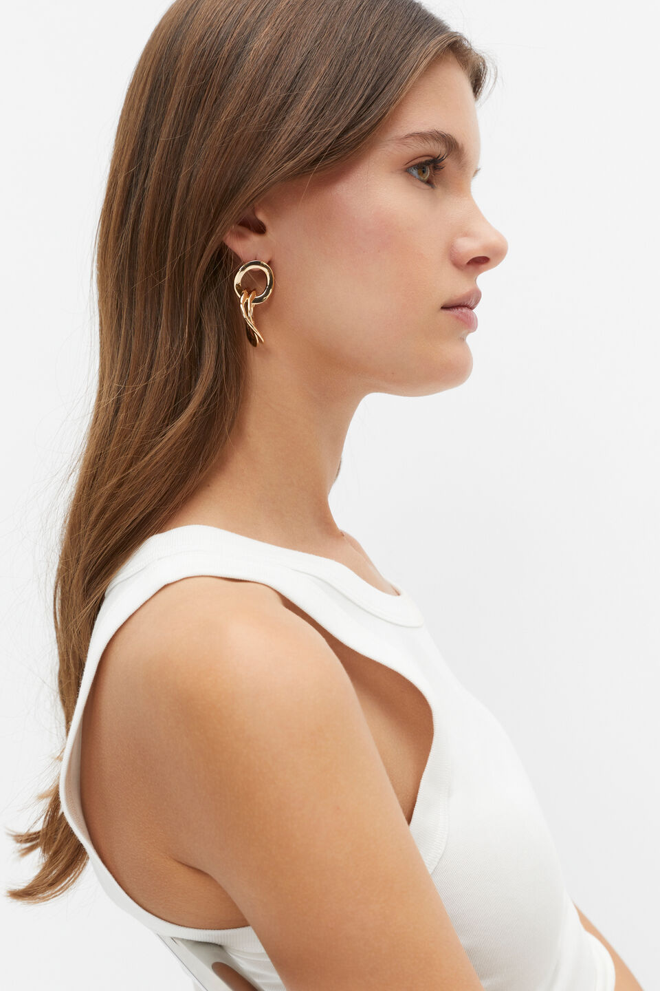Large Links Drop Earring  Gold