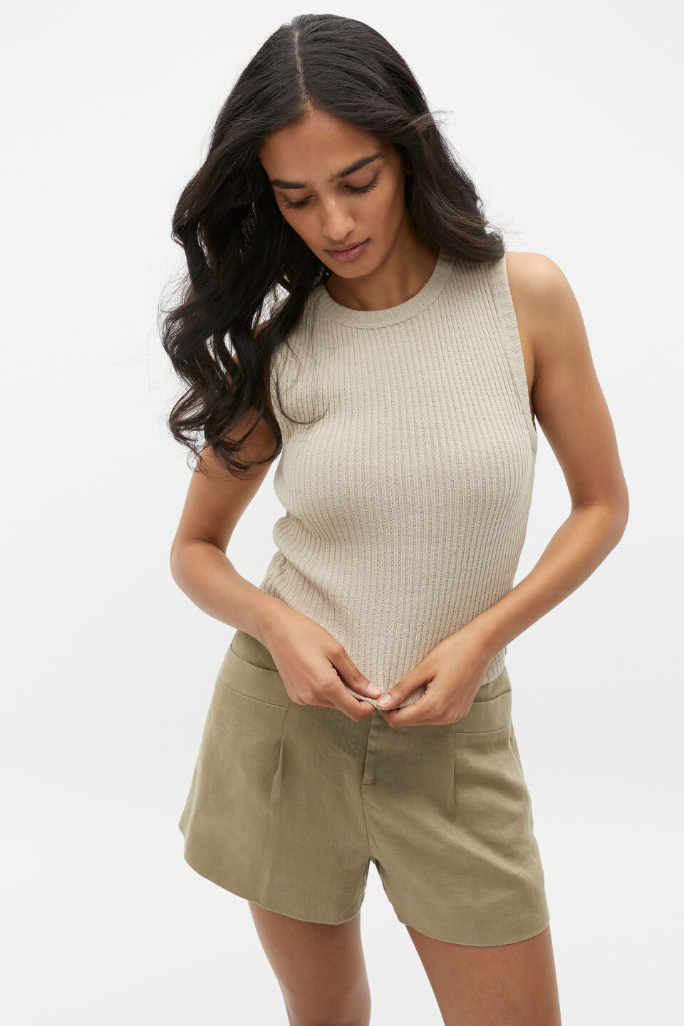 Textured Rib Tank  Cool Sand