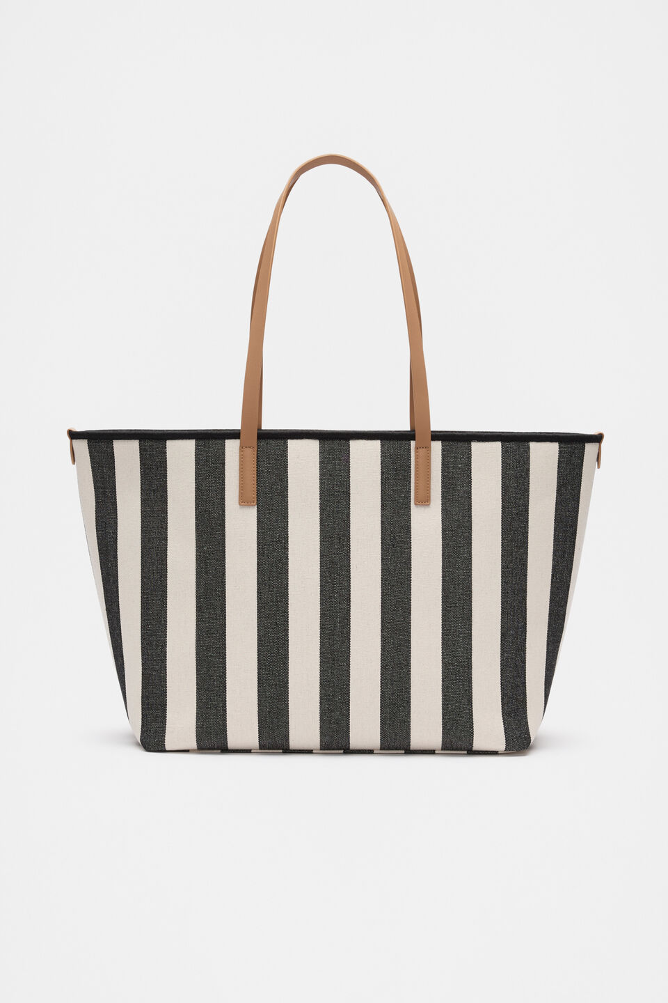Stripe Large Fabric Tote  Black Stripe