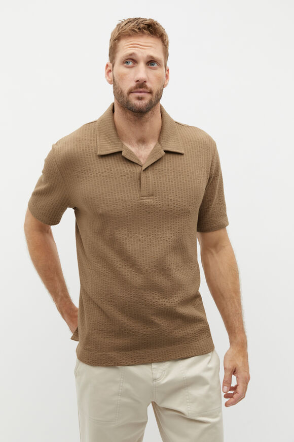 Tonal Stripe Polo  Dark Nougat  hi-res