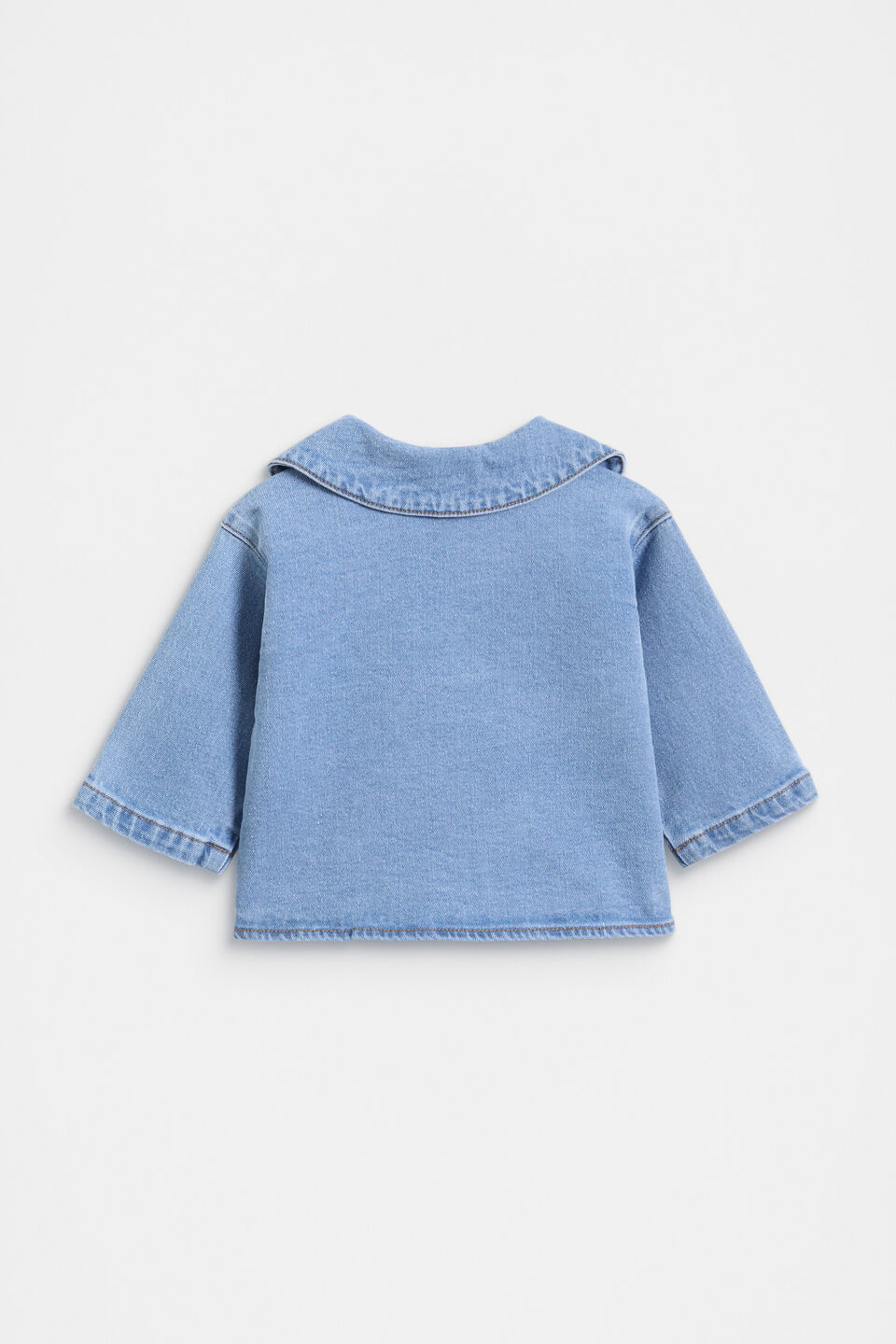 Collar Denim Jacket  Clean Blue Wash