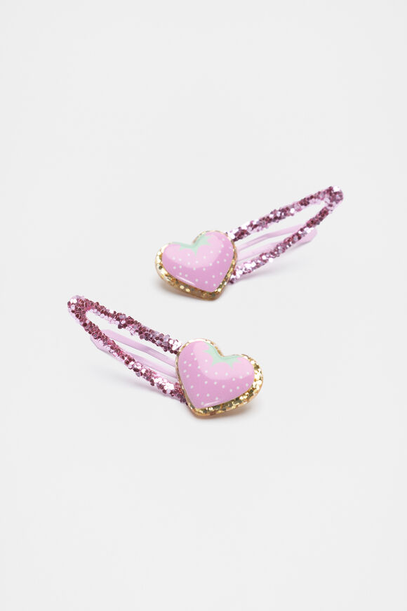 Strawberry Hearts Glitter Snaps  Fairy Floss  hi-res