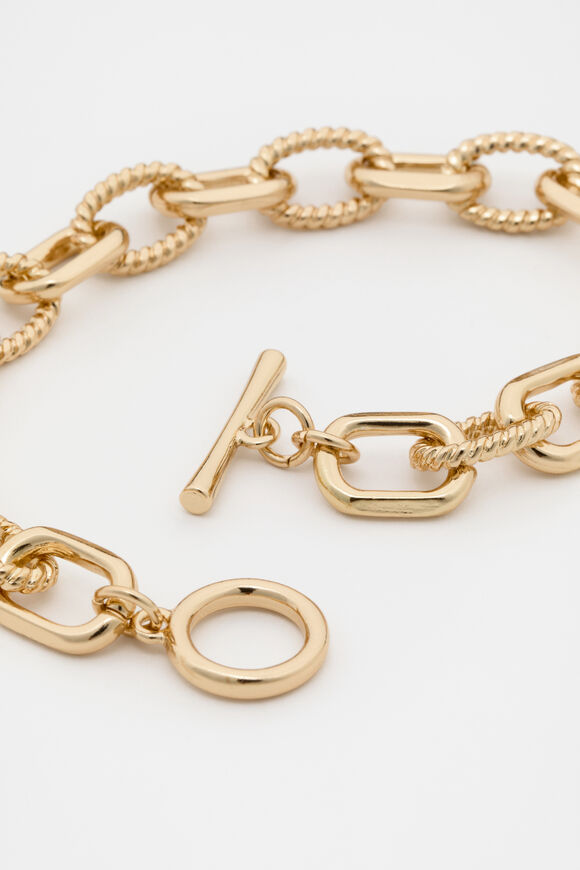 Textured Chain Bracelet  Gold  hi-res