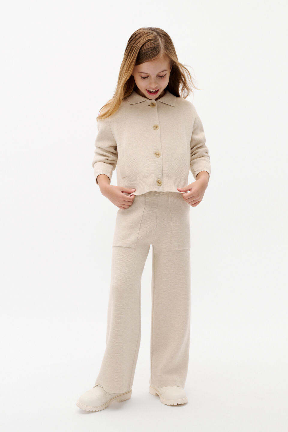 Button Up Cardigan  Oat Marle