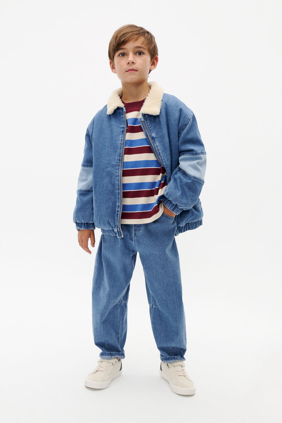 Denim Bomber Jacket  Mid Blue Wash