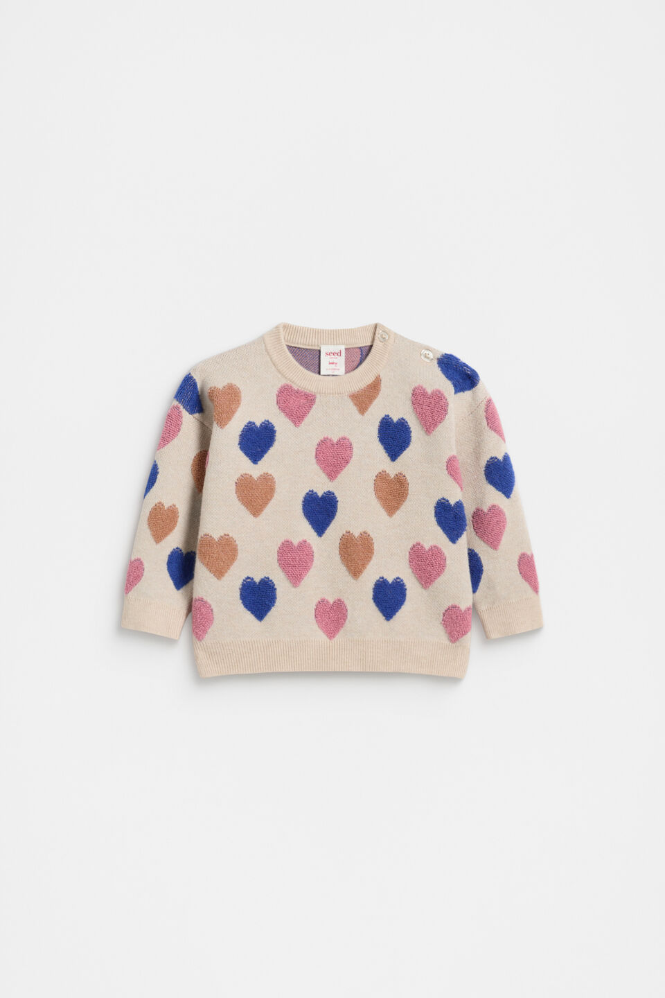 Heart Knit Sweater  Oat Marle