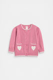 Heart Knit Cardigan  Raspberry  hi-res
