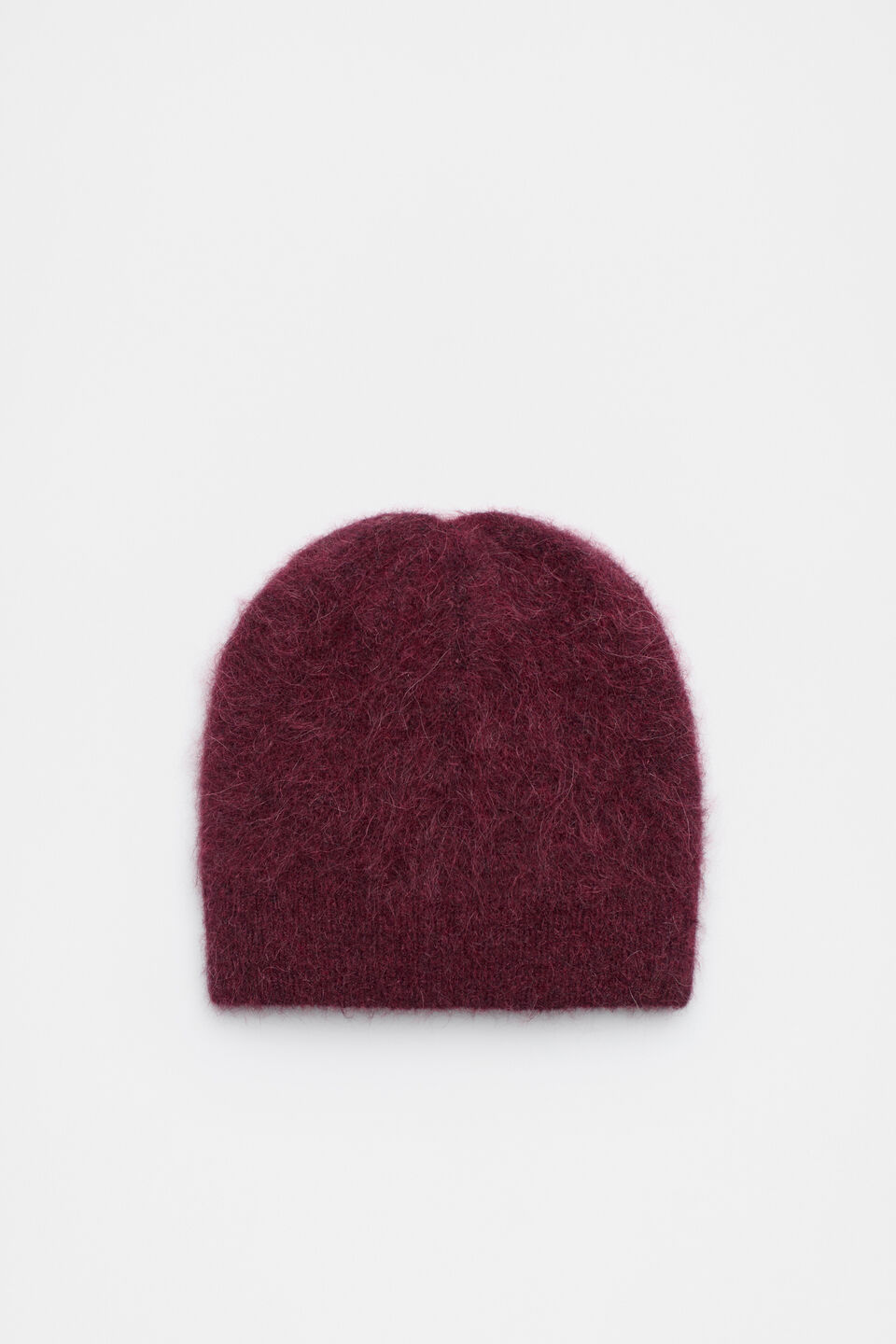 Fluffy Textured Beanie  Plum Red Marle